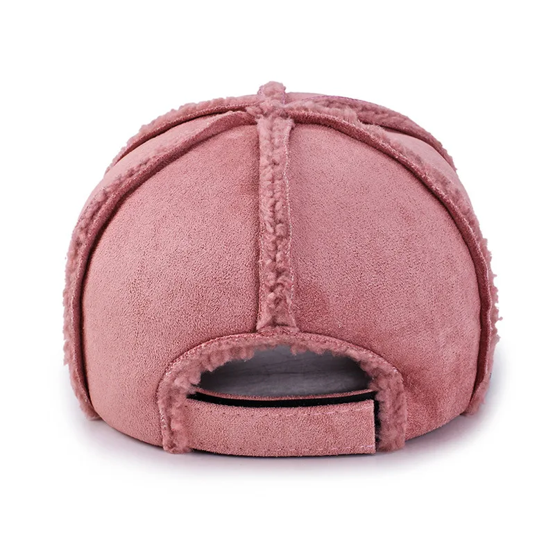 Dusty Pink Women Winter Hat Fleece Lined Faux Suede Baseball Cap Grey Lt.brown Men Cap