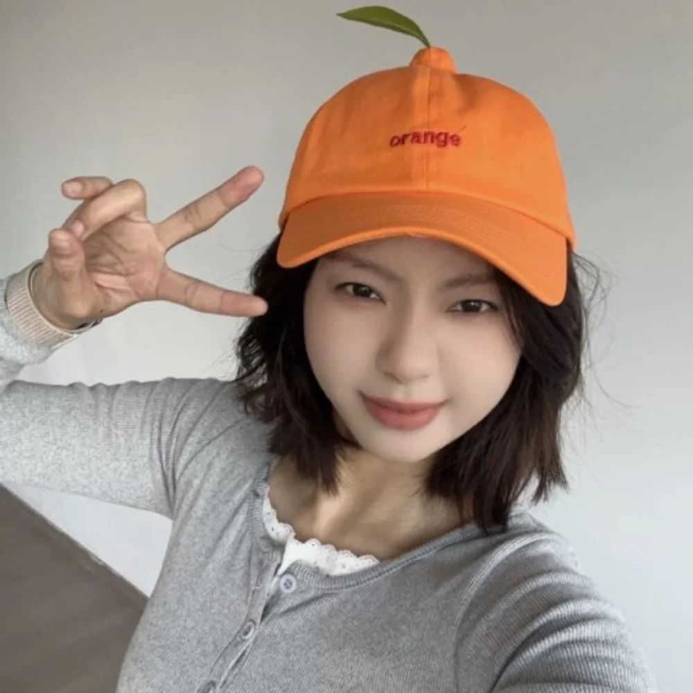 

Simple Cotton Orange Baseball Cap Peaked Sunscreen Embroidered Letter Hat Fashion Cool Creative Orange Cap Street
