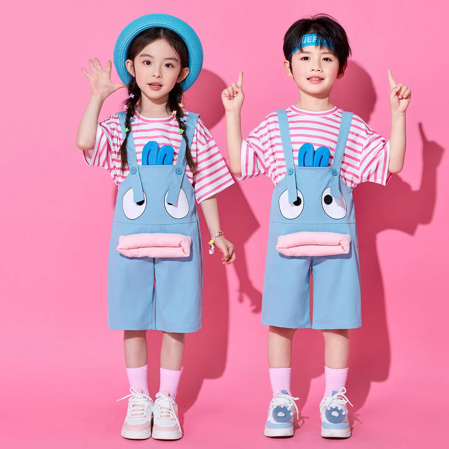 Clownfish Pattern Kids Cheerleading Overalls Cute Performance Costume Kindergarten Uniform Primary School Sports Day Outfit