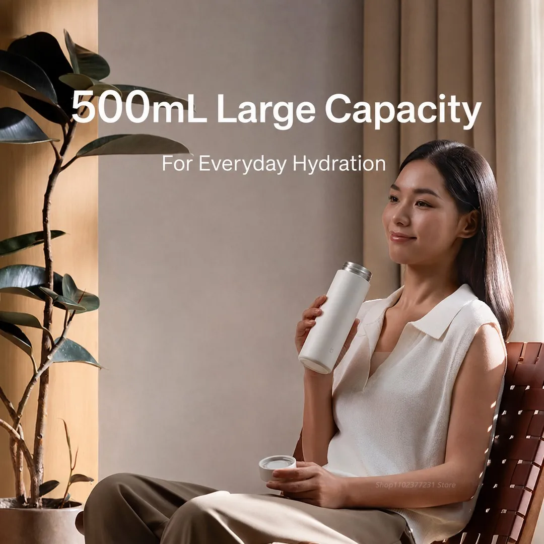 NEW MIJIA Light Enjoy Thermos Cup 2 500mL 316L Stainless Steel Liner 6H Hot and Cold Retention Portable Vacuum Travel Bottle CN