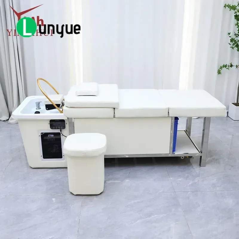 Professional Thai Head Massage Shampoo Chair with Built-in Water Storage Sink Custom White for Business Use Durable