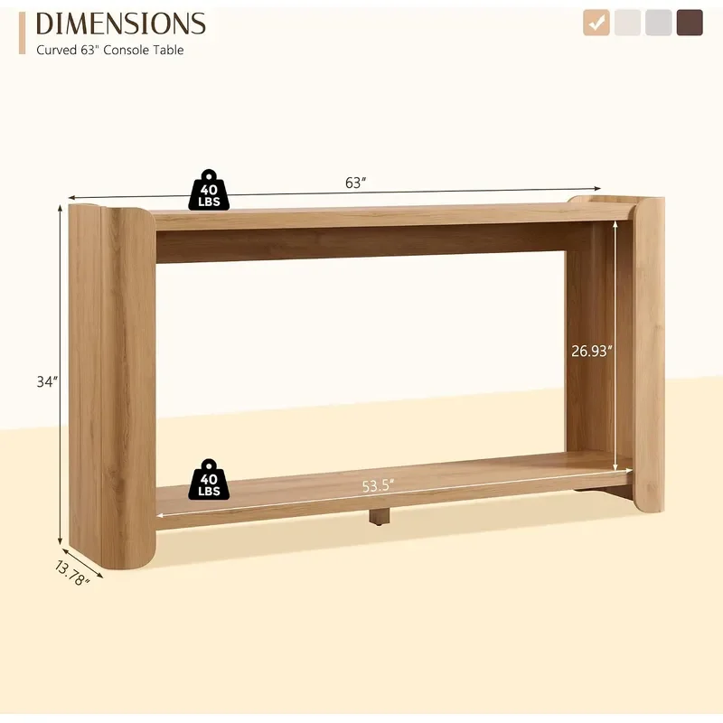 63 Modern Console Table for Entryway 2 Tier Entryway Table Natural