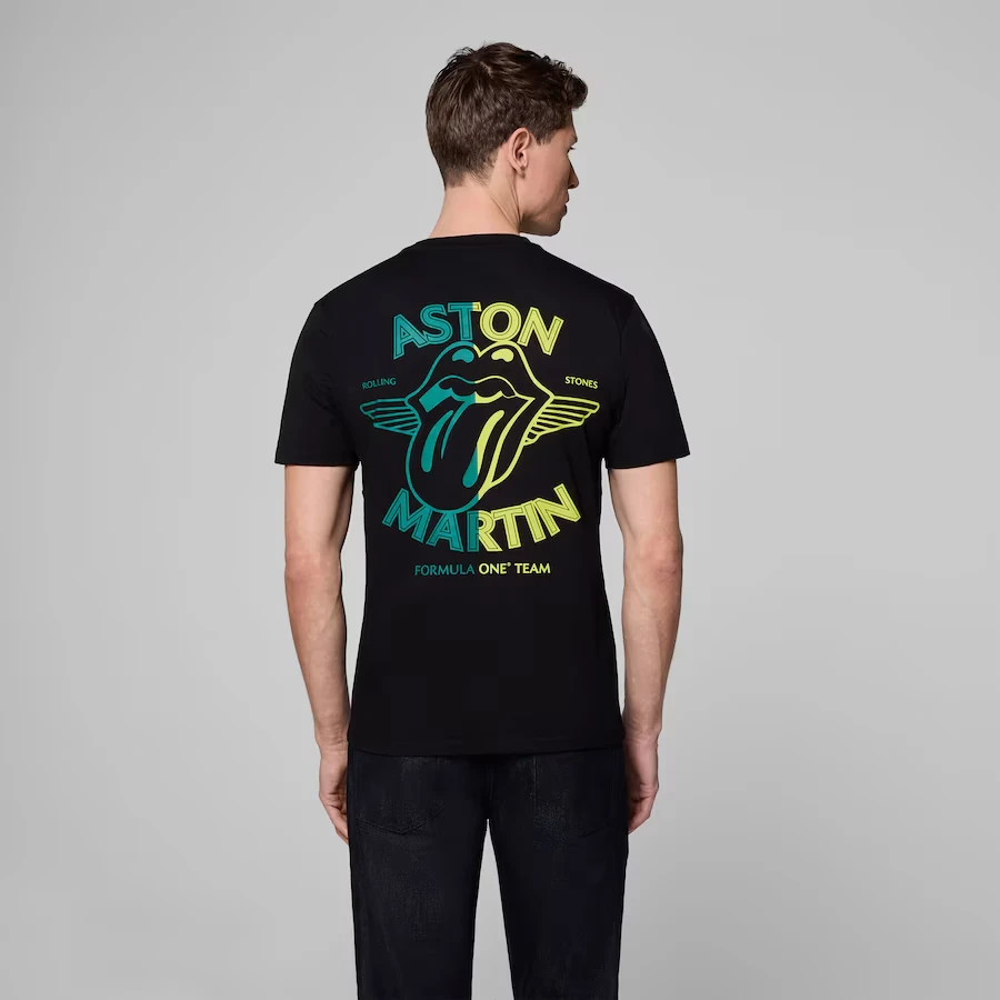 جديد أستون مارتن رولينج ستونز طبعة خاصة تي شيرت 2025 الصيف بوتيك الرجال والنساء الرياضة عادية سرعة تجفيف