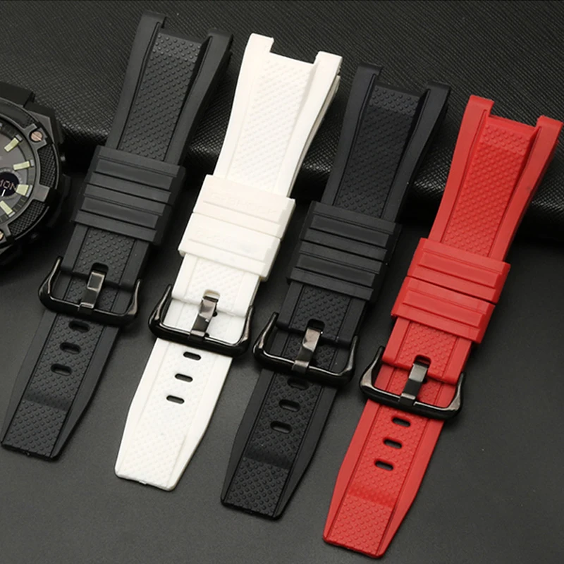 Rubber watchband for Casio G SHOCK GST Series GST-210/W300/400G/B100 Waterproof Silicone watchband men strap Accessories 26*14mm