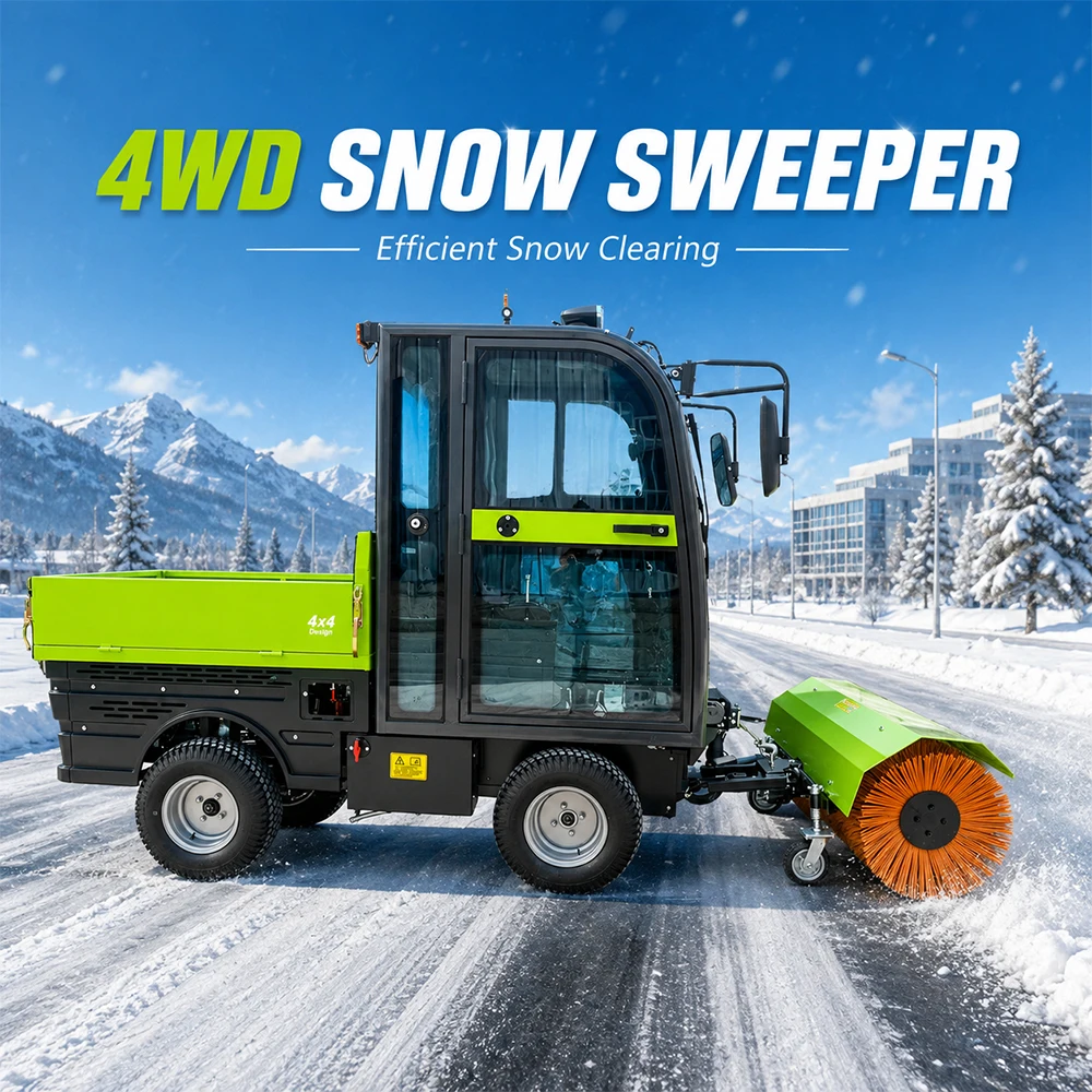 4 Wheel Drive Snow Sweeper Snow Blower Vehicle Industrial Snow Removal Machine Winter Road Cleaning for Household Use