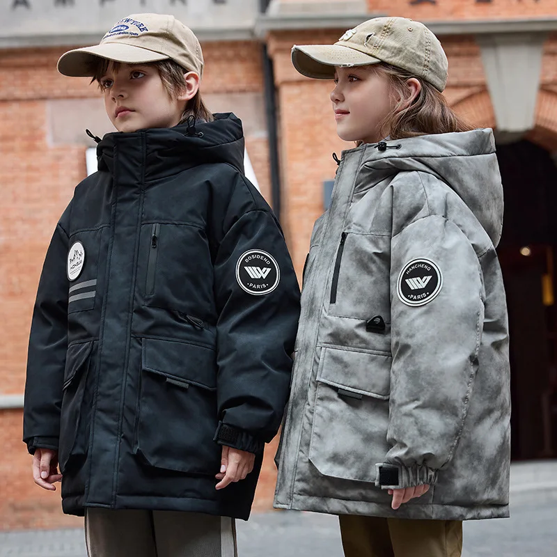 OLEKID -30 Degree Russia Winter Children Down Jacket Hooded Thick Warm Teenager Down Jacket Coat 5-12 Years Kids Parka Outerwear
