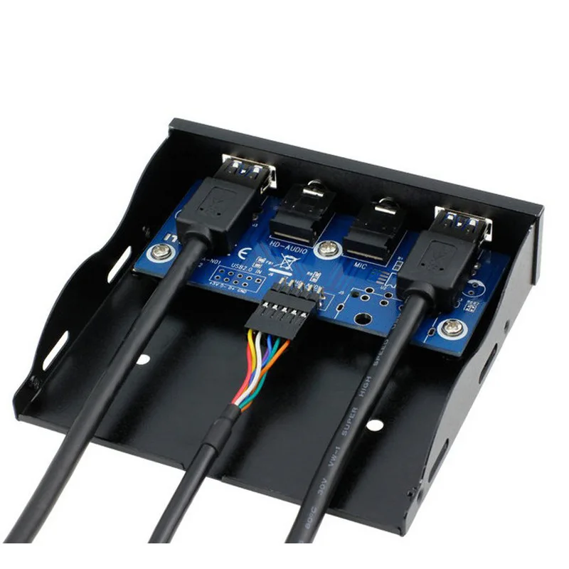 HD Audio 3.5mm Earphone Jack Mic Interface Front Panel Bracket 2 Port USB 3.0 Splitter Hub for PC 20 Pin 3.5
