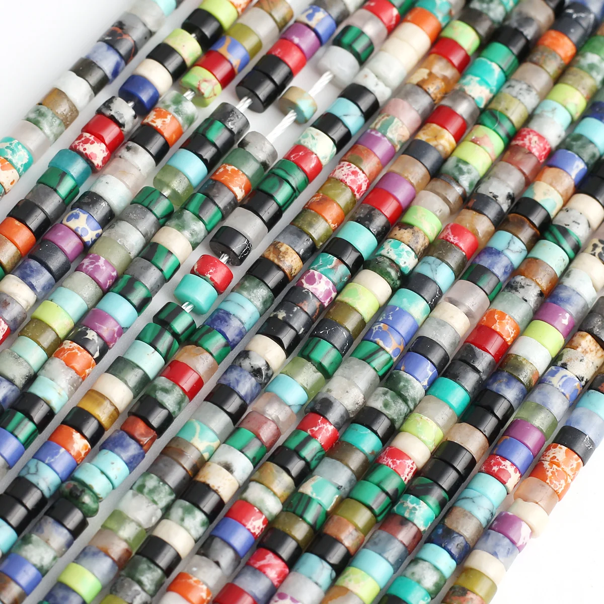 4 strip/9 strip Random Color Natural Stone Heishi Beads 2*4mm/3*6mm For DIY Bracelet Necklace Hair Accessories Craft Making