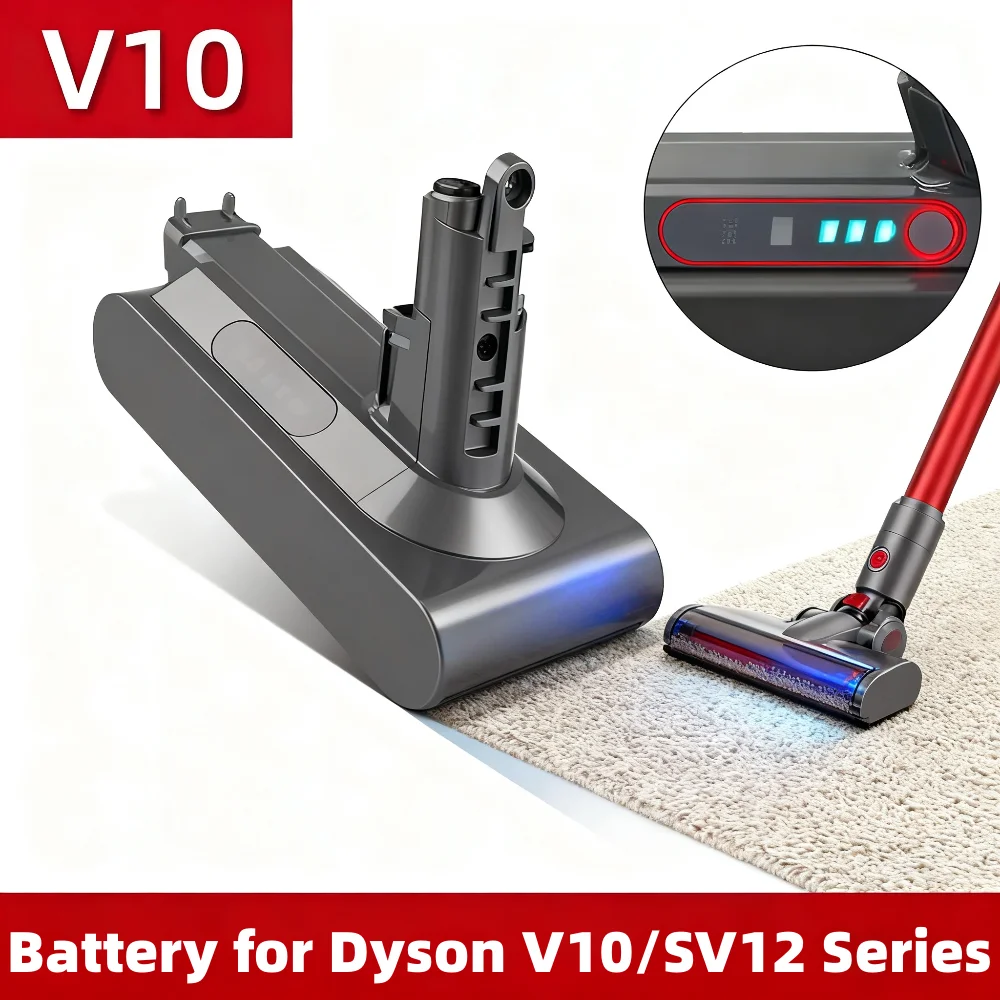 

100% Lithium Replacement Battery, 25.2V 12800mAh lpega for Dyson Cyclone Absolute SV12 V10 Duvet Vacuum Cleaner
