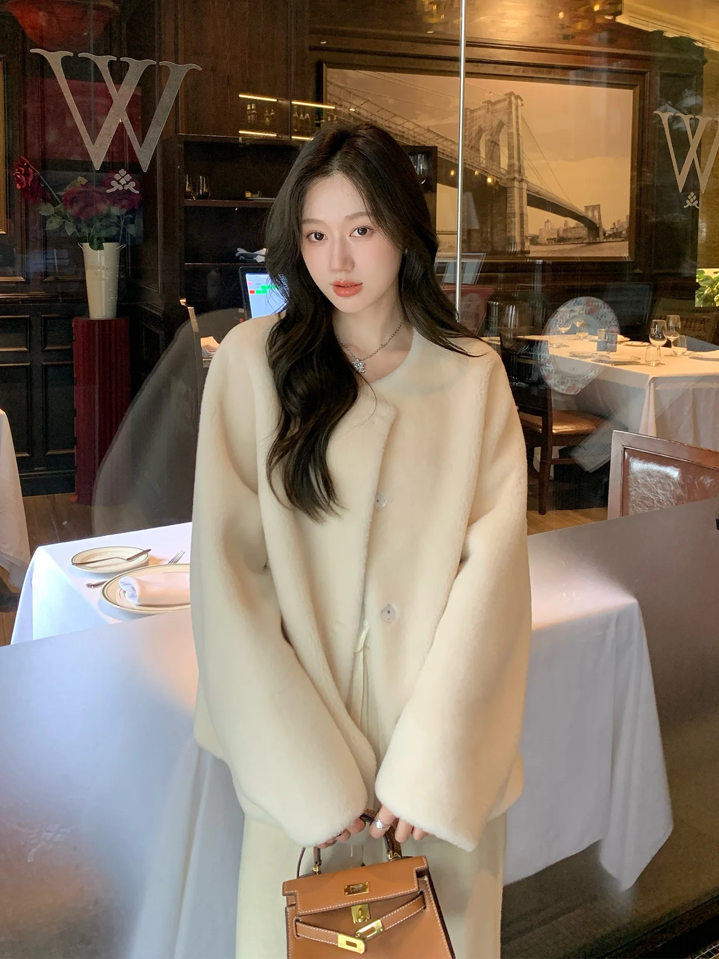 Daiyan Er Qianjinnv Xuefei 2025 Autumn Winter New Sle Australian Lamb Fur Coat Women Slim round Ne Jaet Comfortable Warm