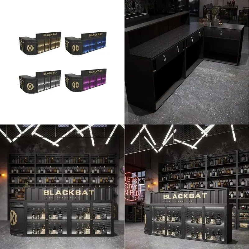 Industrial Style Bar Counter Commercial Reception Desk for Milk Tea Shop Restaurant Creative Checkout Table