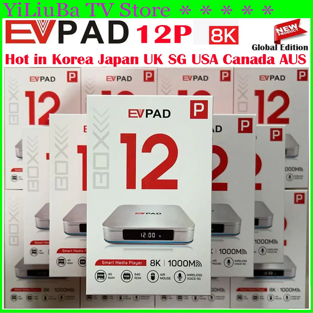 Оригинальная новейшая ТВ-приставка EVPAD 12P, лучшая азиатская ТВ-приставка на Android 12.0, Смарт ТВ-приставка для Северной Америки, 4G-64GB, 8K, Wi-Fi 6, многофункциональный домашний медиаплеер.