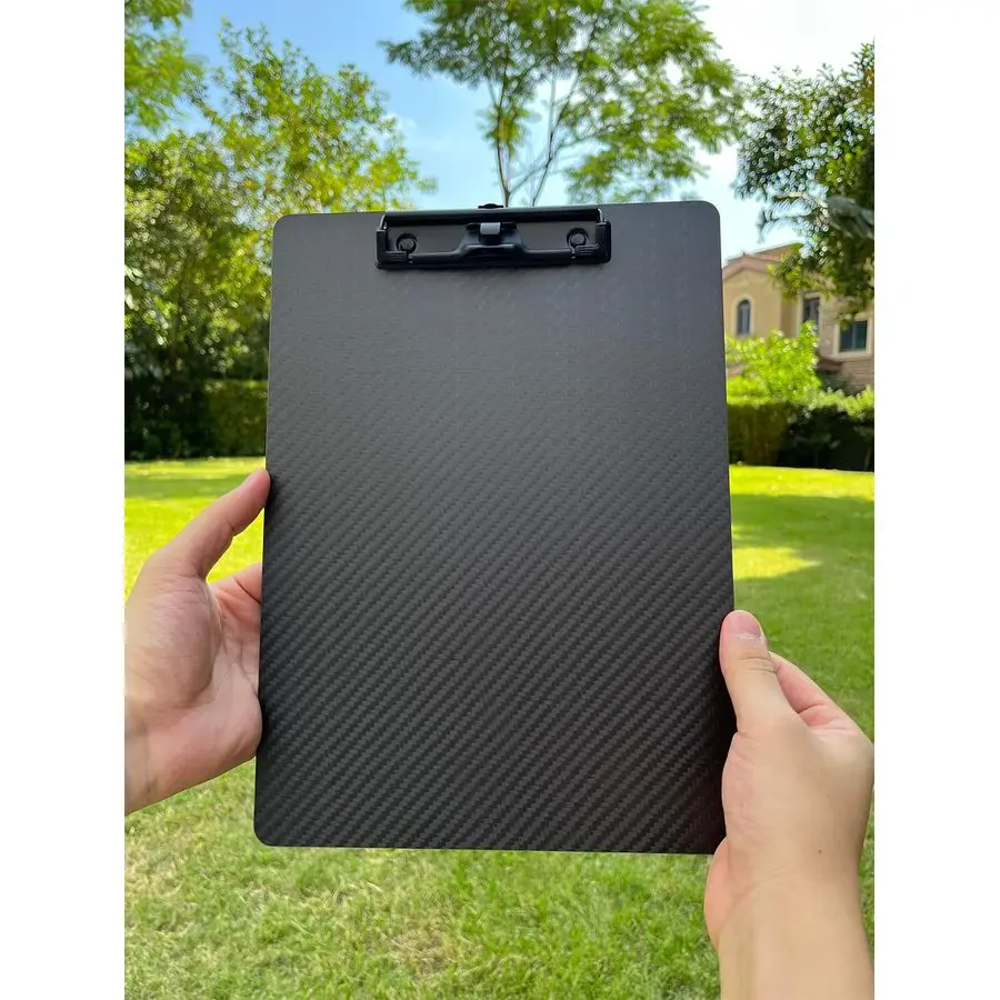 

12.6 0.06inch Carbon Fiber clipboard,Ultra HardampWeight LightampPortable,Strong Black Low Profile Clip with HookampPen Holder,L