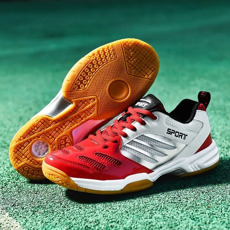 

Red Men's Sports Tennis Badminton Shoes Plus Size 47 48 Breathable Mesh Tennis for Men Women Low-top Cheap Table Tennis Sneakers