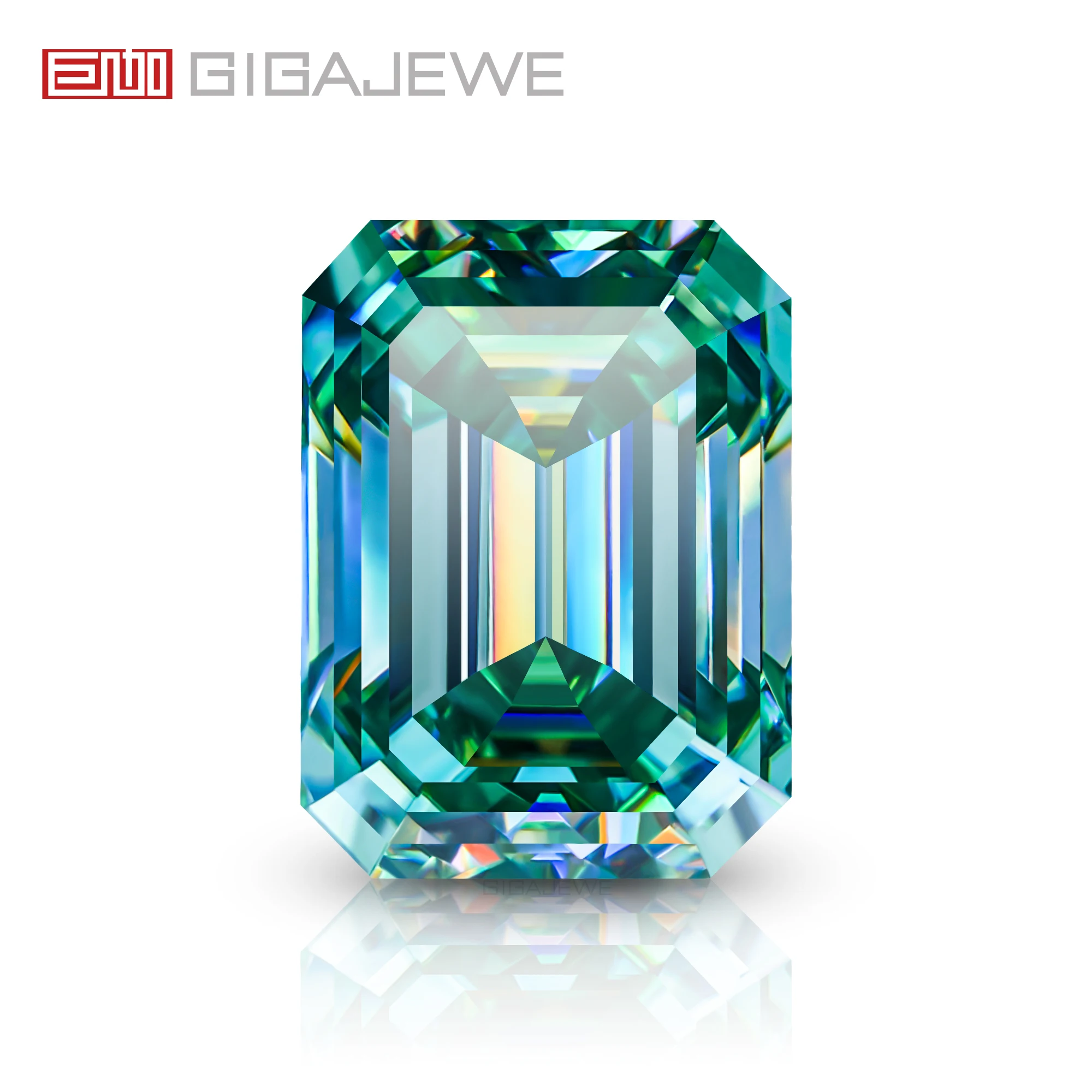 

GIGAJEWE Moissanite Cyan Color Emerald Cut FL-VVS1 PFL-remium Gems Loose Diamond Test Passed Gemstone For Jewelry Making