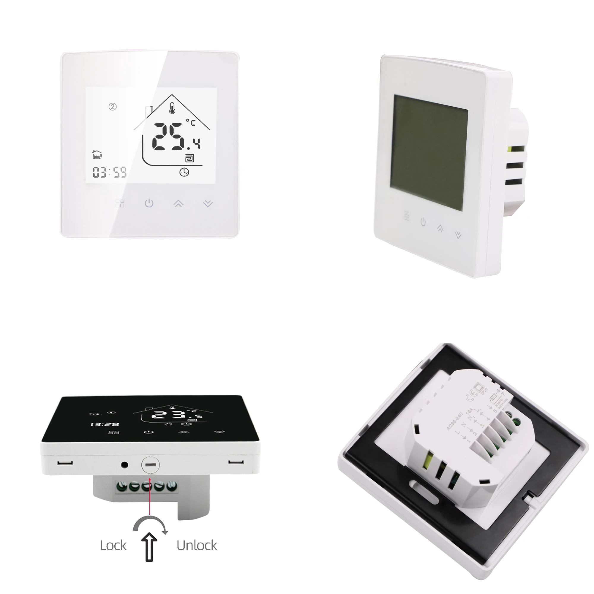 Minco Heat 95~240V,50/60Hz Mirror Thermostat Tuya Wifi 3A/16A/25A Underfloor Heating/Water/Gas Boiler Temperature Controller
