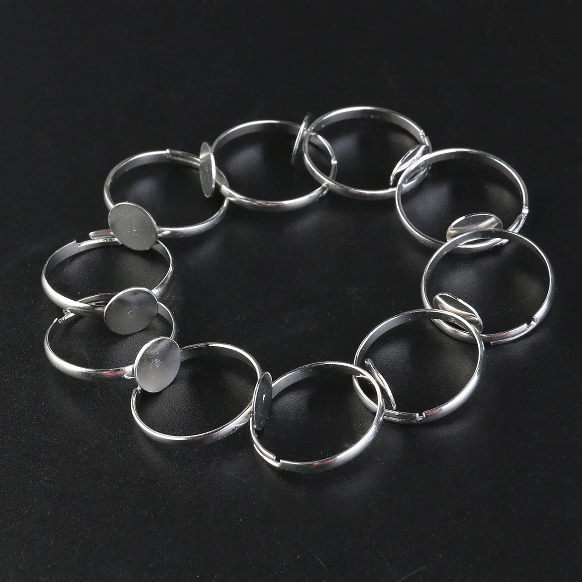

10Pcs Silver Plated Adjustable Blank Ring Bases 8Mm Metal Ring Base Perfect for DIY Silver Fashion Charm Accessories