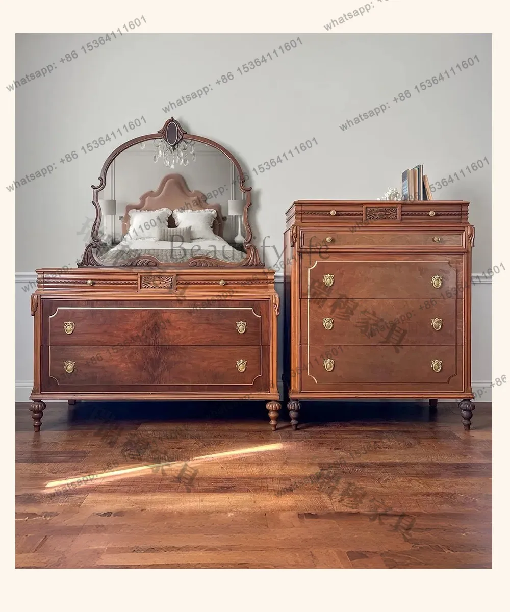 PG Medieval style solid wood dresser bedroom bedside dresser chest combination French vintage home sideboard