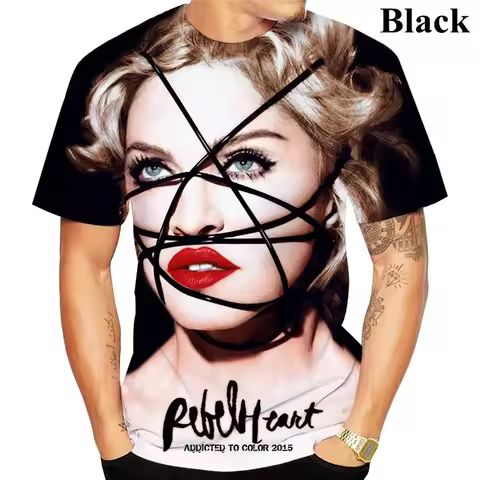 Summer's New Fashion: Singer, Graduated Actress, Madonna, 3D T-shirt, Top Men's Clothing, Casual Sleeves, Breathable and Fresh
