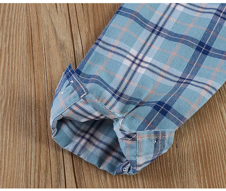 Neues Frühlings-Baumwoll-Langarmhemd für Jungen, Modische High-Street-Oberbekleidung, Oberteile für Teenager, Kariertes Streifenhemd, Alter 5-14 Jahre – Detail 6
