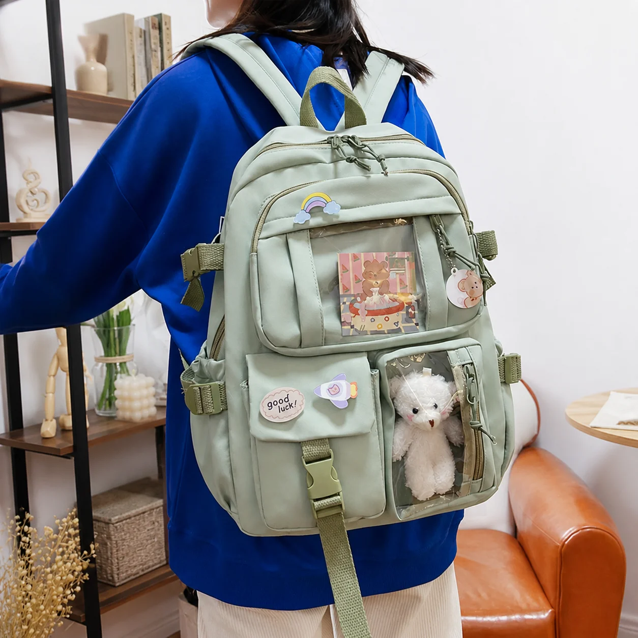 Daypack Multi Pocket School Backpack Large Capacity Backpack Waterproof Laptop Sleeve Backpack For Daily Campus Use Teenage