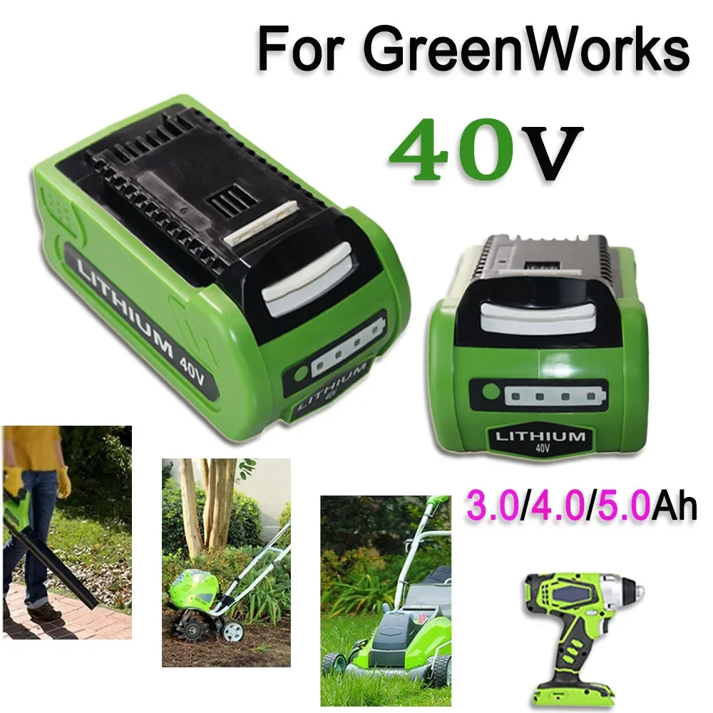 

For GreenWorks Power Tools 40V 10J 3000/4000/5000mAh Lithium Battery，Compatibility 29462 29472 29282 G-MAX GMAX Lawn Mower