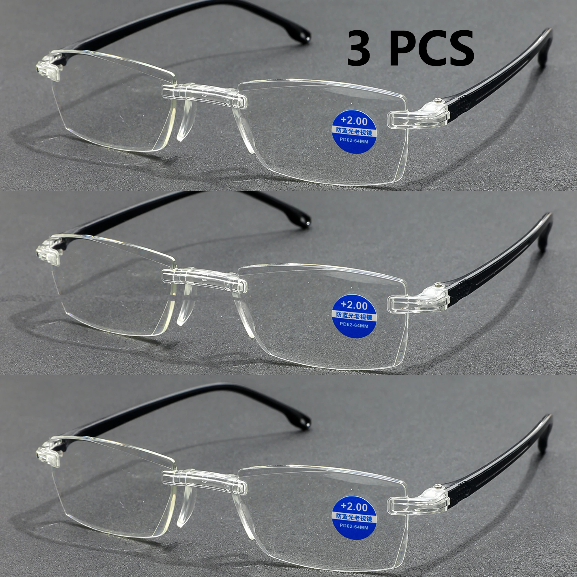 

3 шт. модные очки для чтения, блокирующие синий свет, модные очки для чтения с пружинным шарниром и узором, очки с принтом