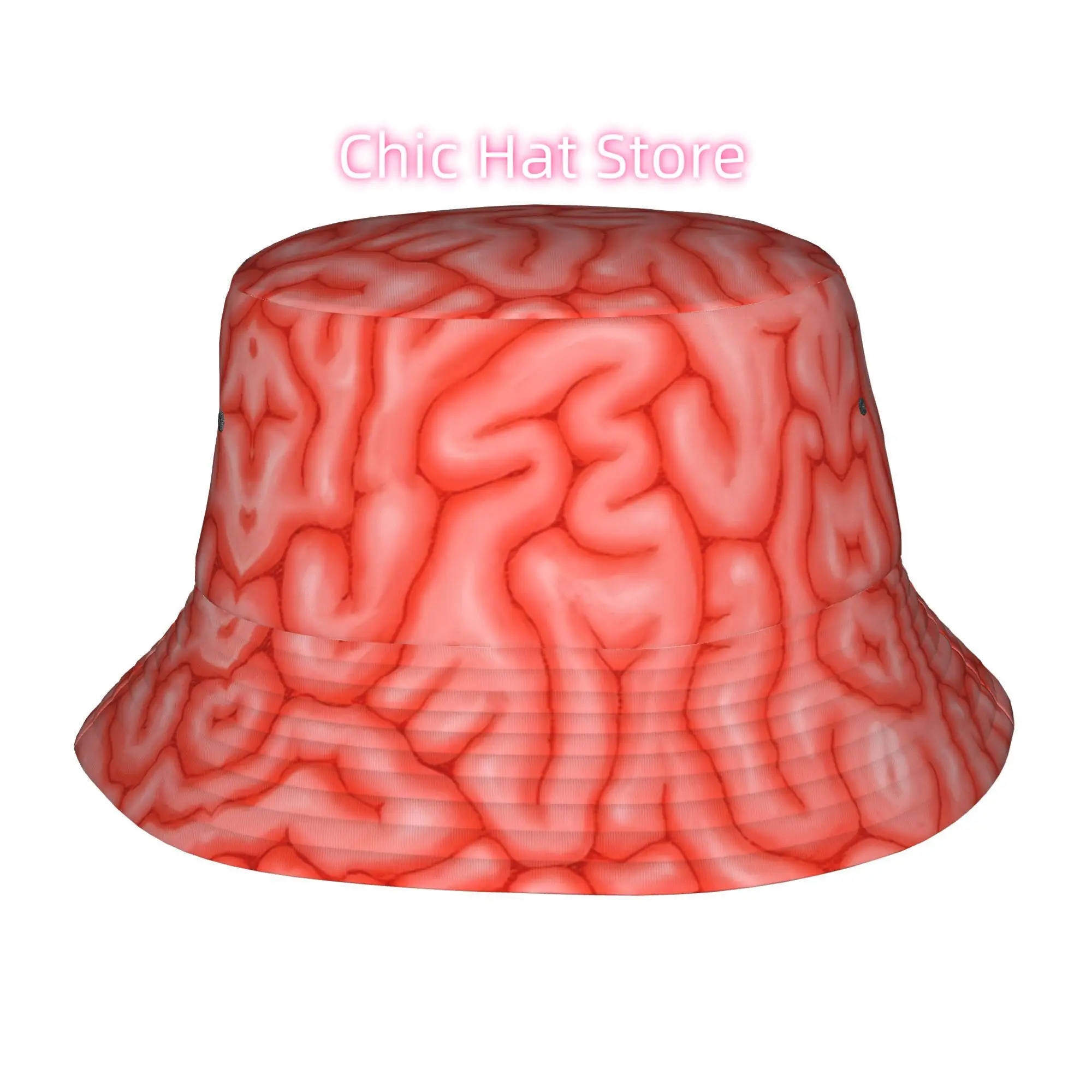 This Fully Printed Fisherman Hat Features a Pink Brain Texture Pattern And Is Ideal for Outdoor Activities. It'S a Stylish Bucke