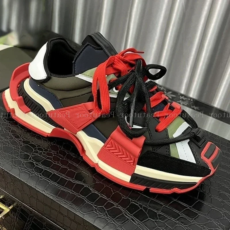 

2025 High Quality Men Sneakers Plus Size 35-46 Women Casual Sprots Running Shoes Lace Up Platform Patchwork Loafers Walking