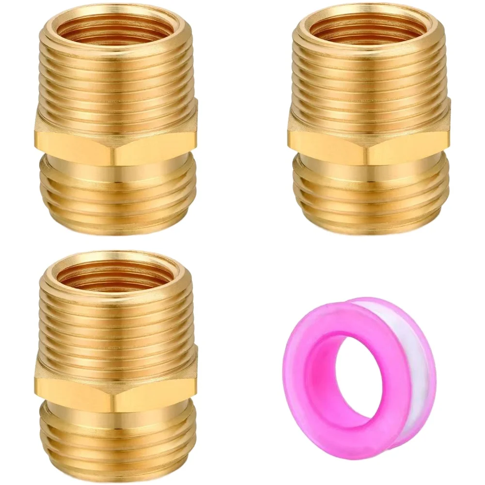 Brass For garden hose fitting compatible with 3/4 GHT male 1/2 NPT female and 3/4 NPT male threads for plumbing tasks