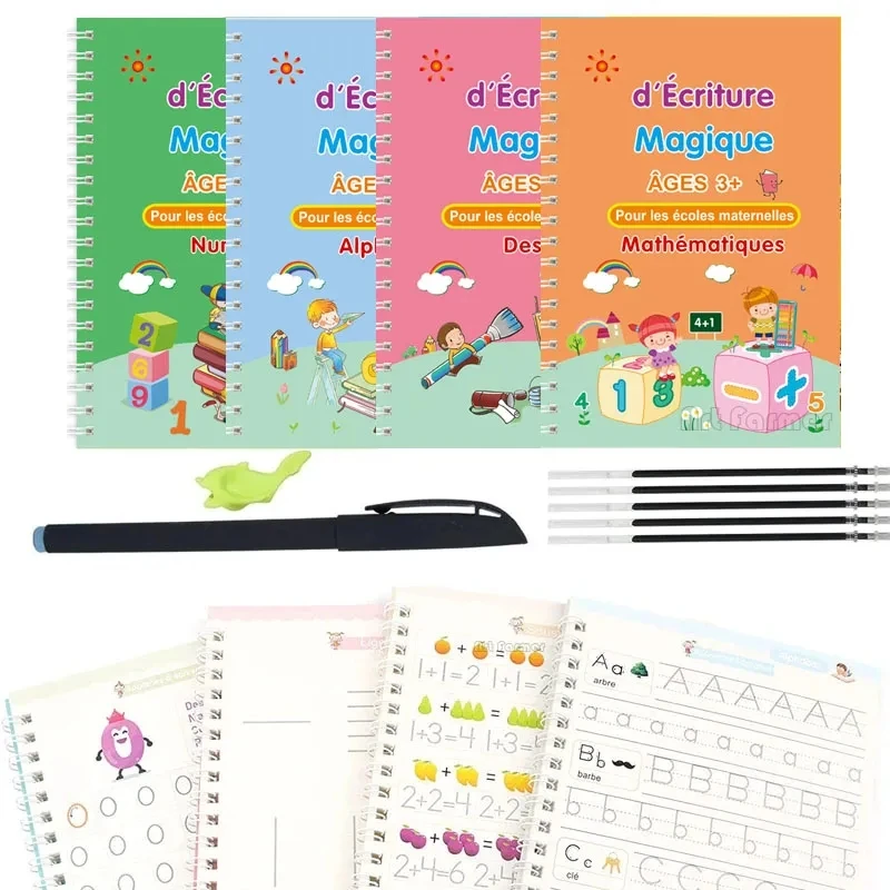 reutilizavel french magic copybook caderno de caligrafia para criancas montessori child writing alphabet livro educativo 01