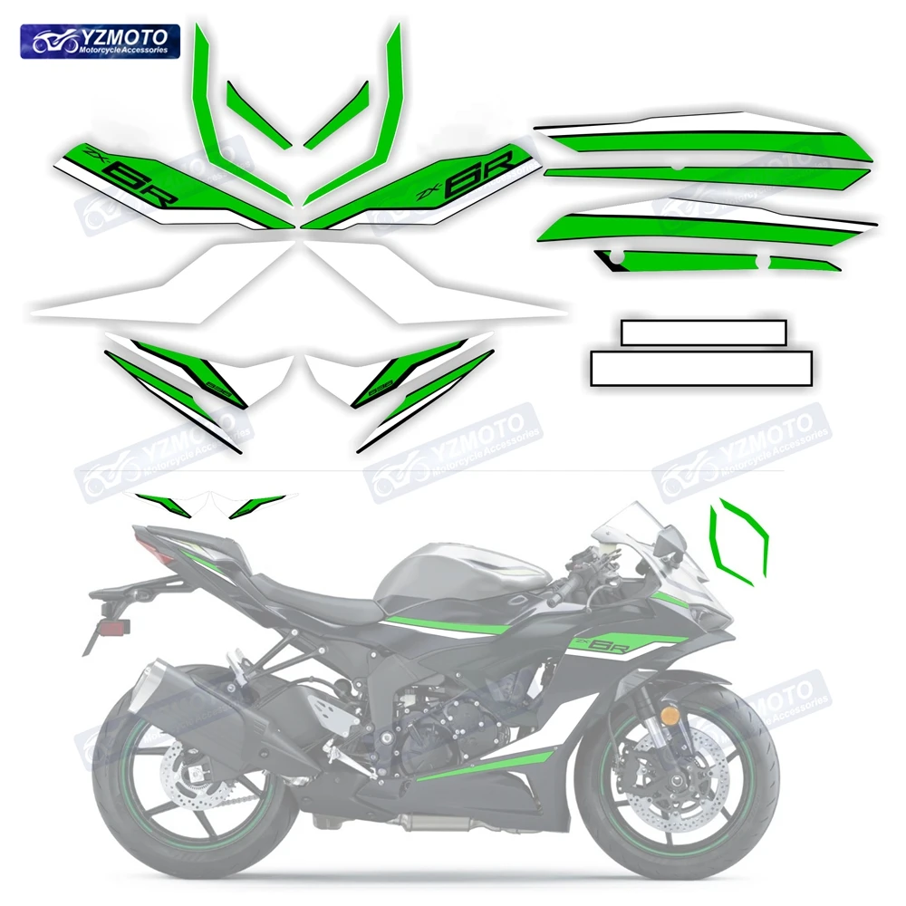 For ZX-6R ZX6R ZX 6R 636 2024 2025 Motorcycle Accessories Full Set Racing Body Fairing Reflective Decal Decoration Sticker Kit