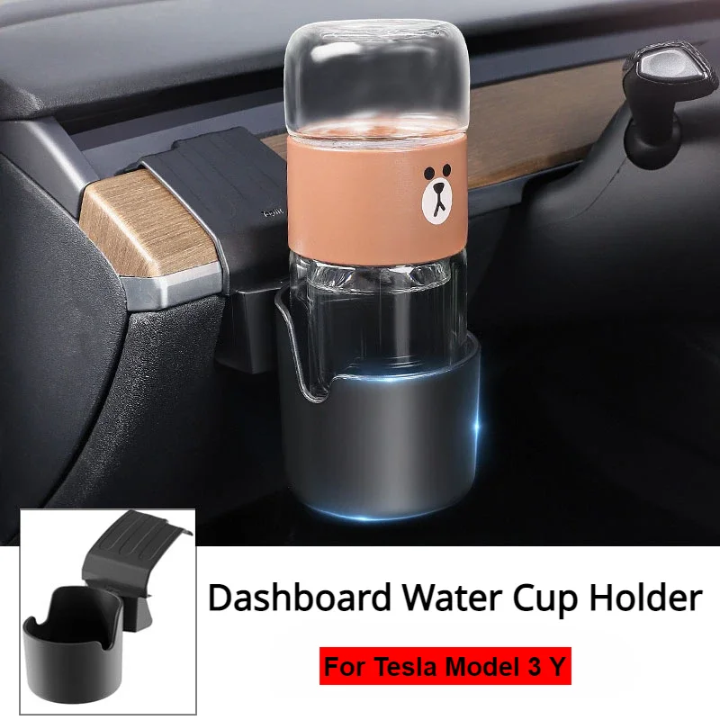 

Water Cup Holder for Tesla Model 3 Y Dashboard Central Control Phone Holder Organizer Storage Box Car Interior Accessories 2023