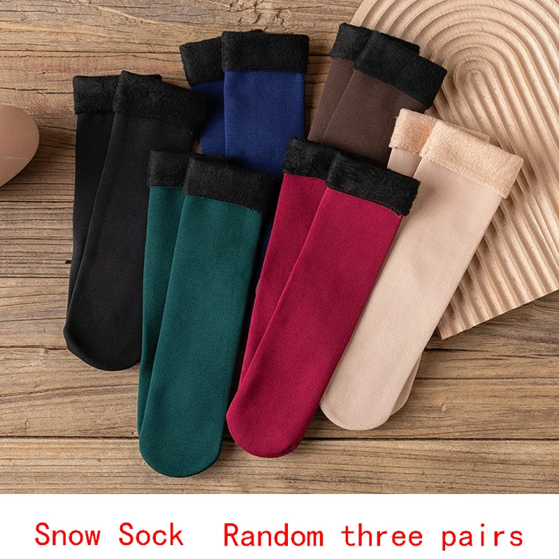 Femmes Mens Solid Color Chaussettes Automne Et Hiver Épaissie En Peluche Chaud Moyen Tube Chaussettes Chaussettes De Neige