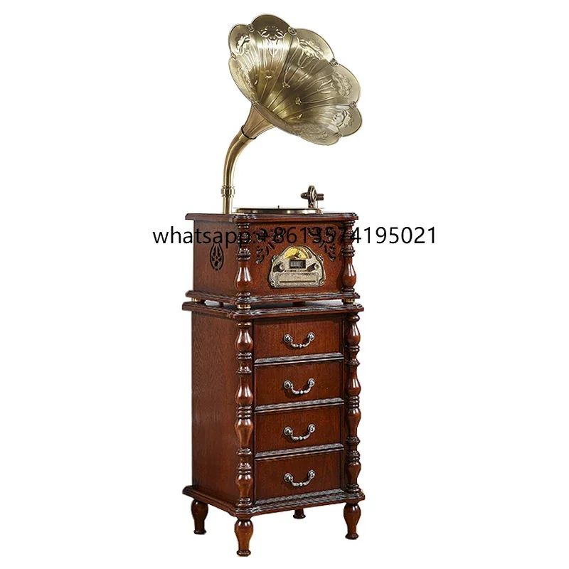 

TdFactory Supply Classic Wooden Radio Gramophone Luxury Retro Vinyl Phonograph Record Player Antique Gramophone