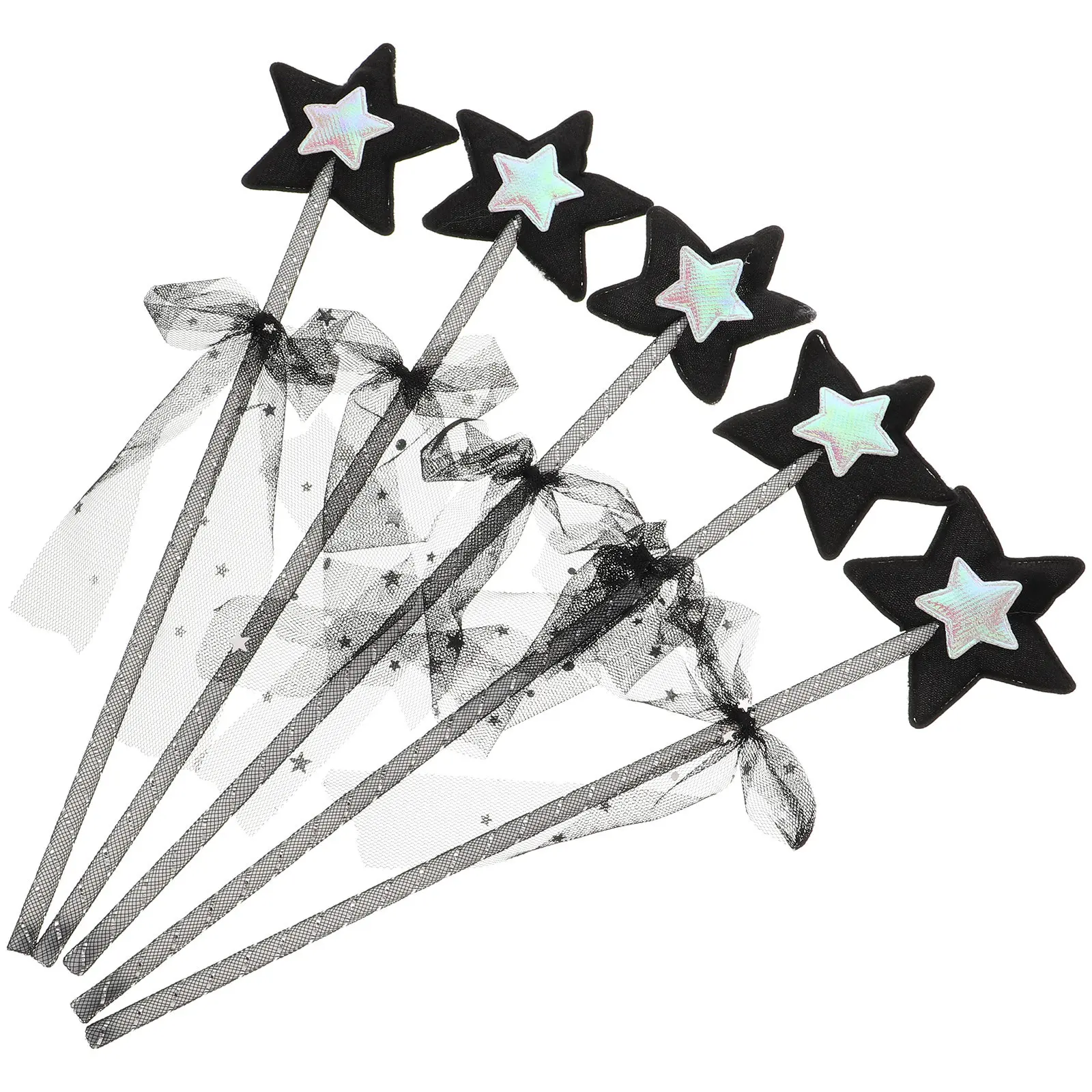 

5Pcs Star Shape Fairy Stick Child Halloween Party Wand Unique Performance Prop Eye-Catching Kids Play Accessory for Pretend Play