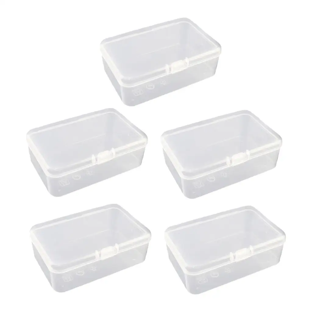 Set of 5 Clear Plastic Cosmetics Case Holder for Swabs Beads