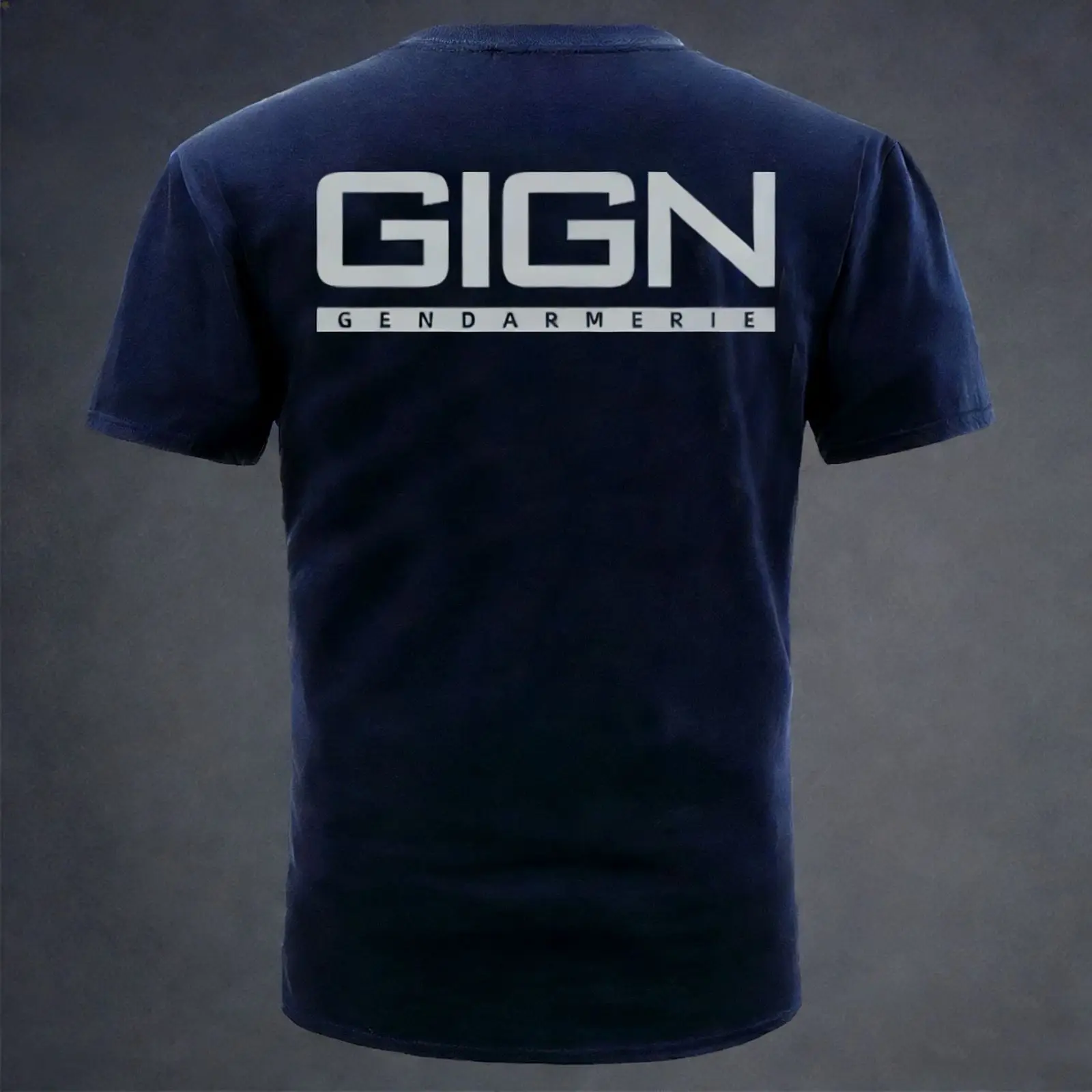2026 New GIGN Tactical Family Matching Oversized Unisex Streetwear T Shirt Bold Double Line Letter Print Tee Short Sleeve Tops