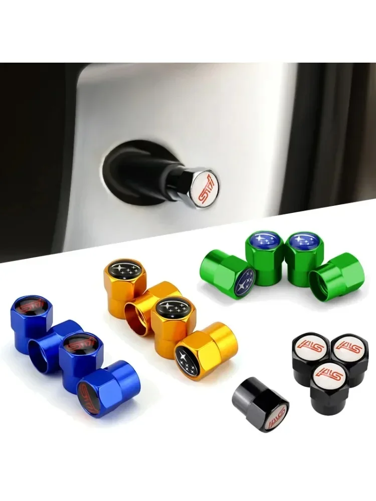 Bouchons de Valve de pneu de roue de voiture, 4 pièces, anti-poussière, couverture de décoration pour Subaru XV WRC WRX BRZ FORESTER IMPREZA LEGACY OUTBACK STI LEVORG