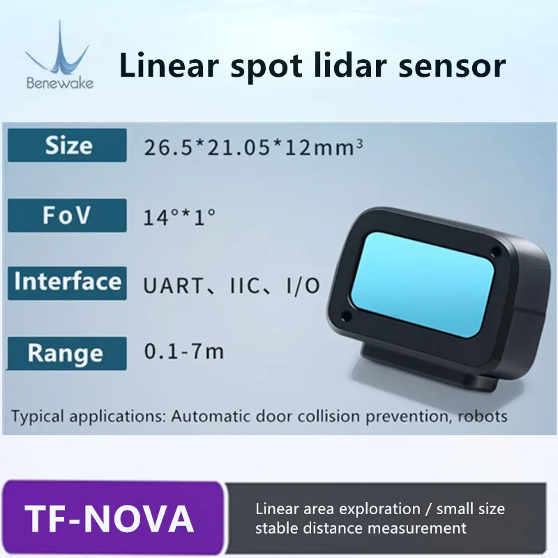 BENEWAKE TF-NOVA lidar linear spot laser radar small size 0.1-7m, FoV 14 ° * 1 °, supports UART, IIC, and I/O communication