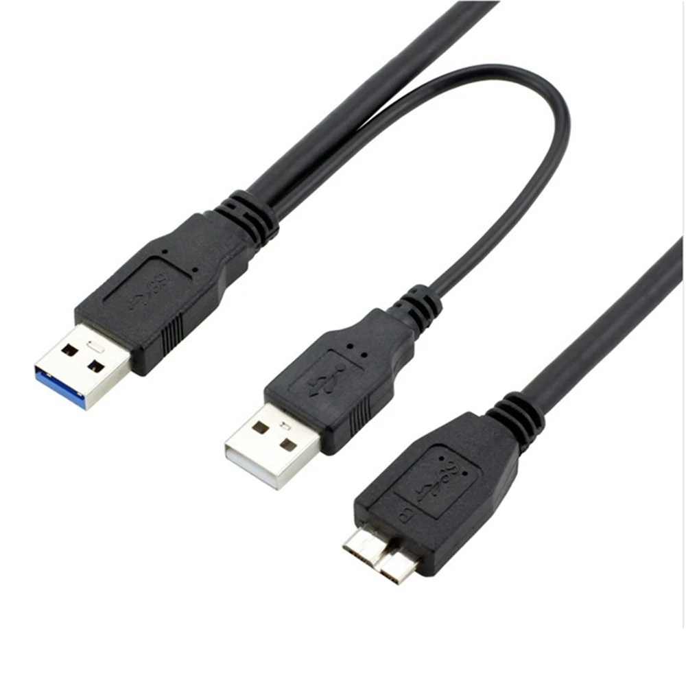 

USB 3.0 data cable A male pair micro-B dual USB computer cable portable hard drive Y-type 3 interfaces for enhanced power supply