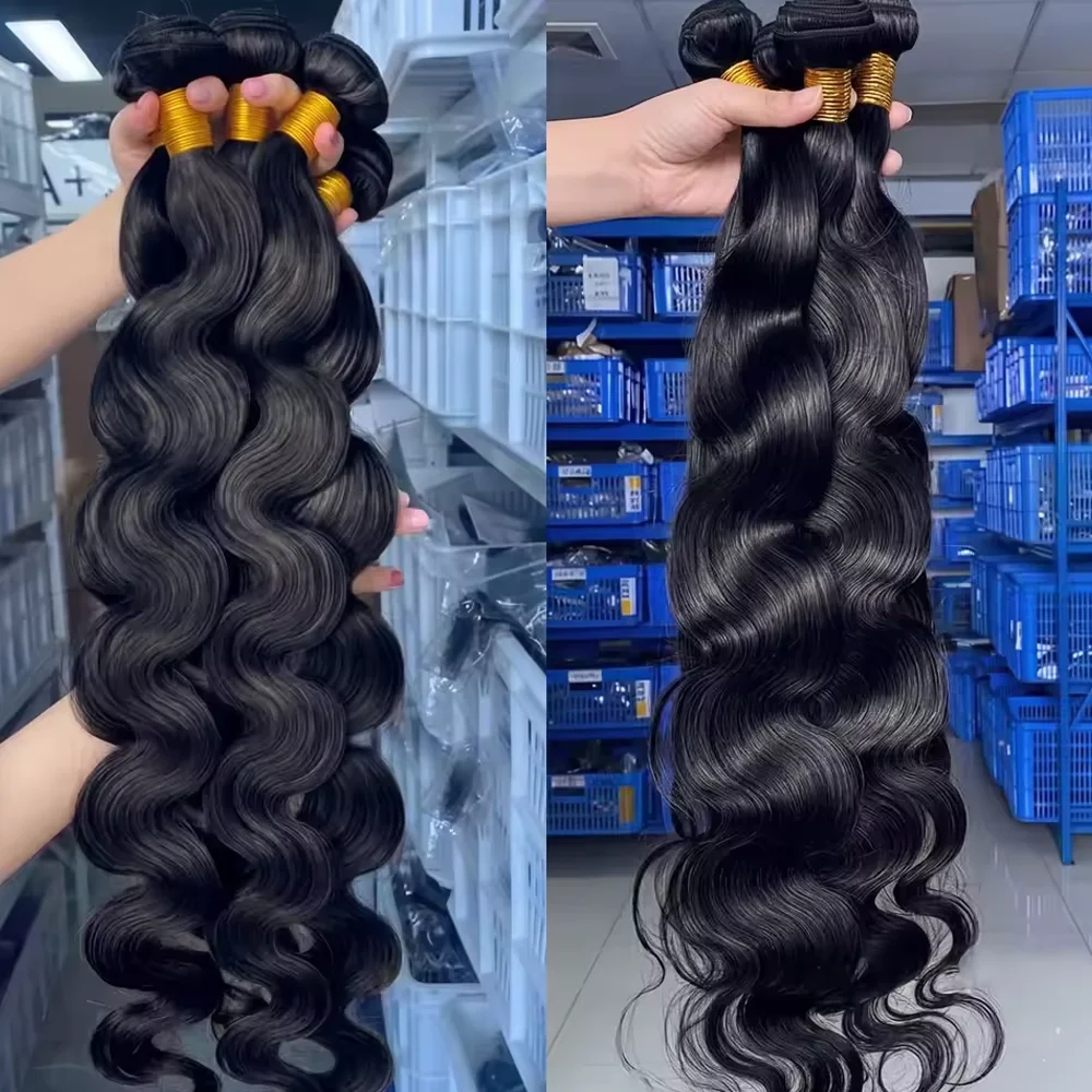 28 30 32 Inch Body Wave Bundles Human Hair Human Hair Bundle Unprocessed Brazilian Virgin Hair 3 Bundles Human Hair Extensions For Women Natural Color image 4