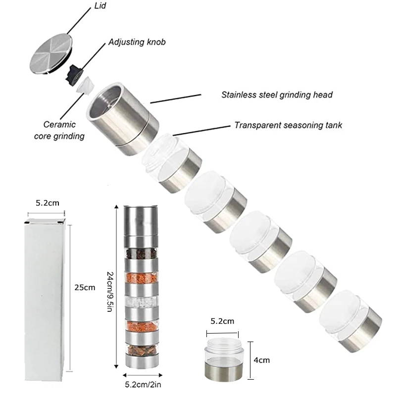 Tarros de especias para acampar al aire libre, botella de aceite, molinillo de pimienta, contenedor de especias portátil para barbacoa, Picnic, caja