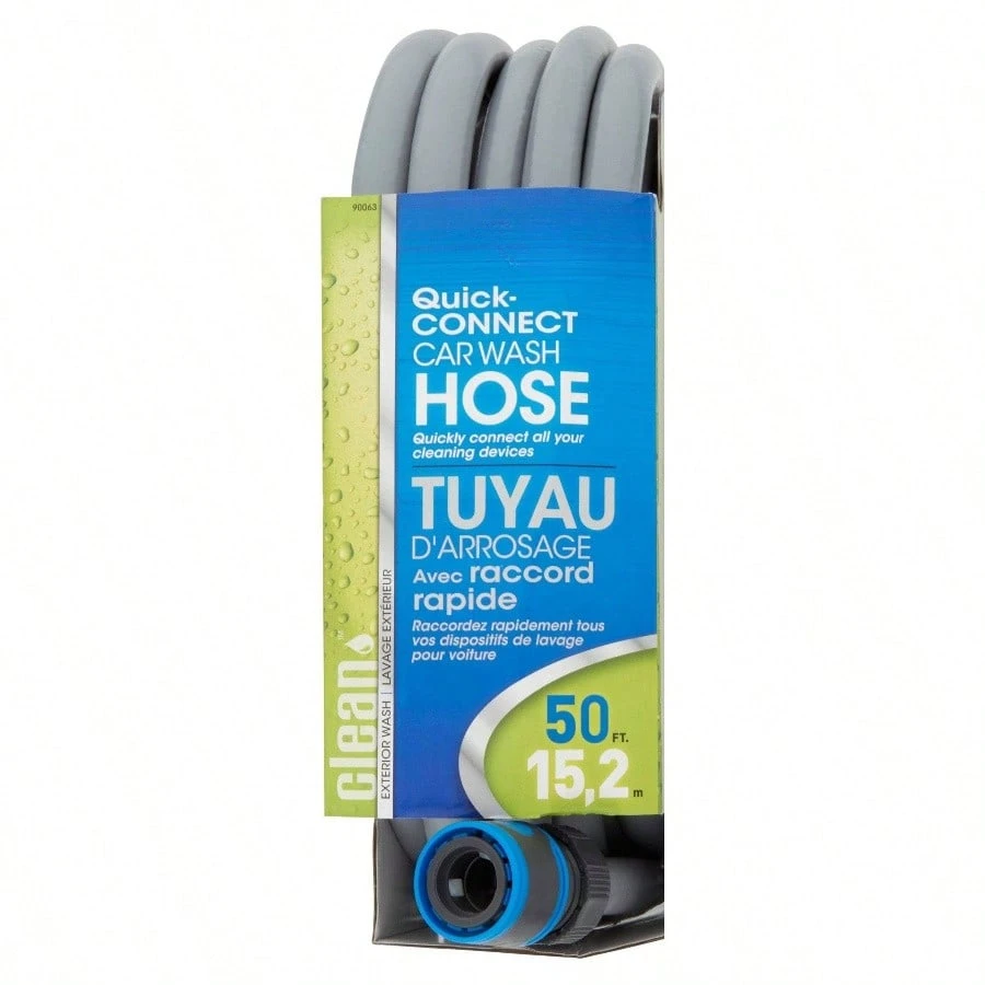 Car wash hose 50 ft durable polyethylene red high pressure quick connect for vehicle cleaning