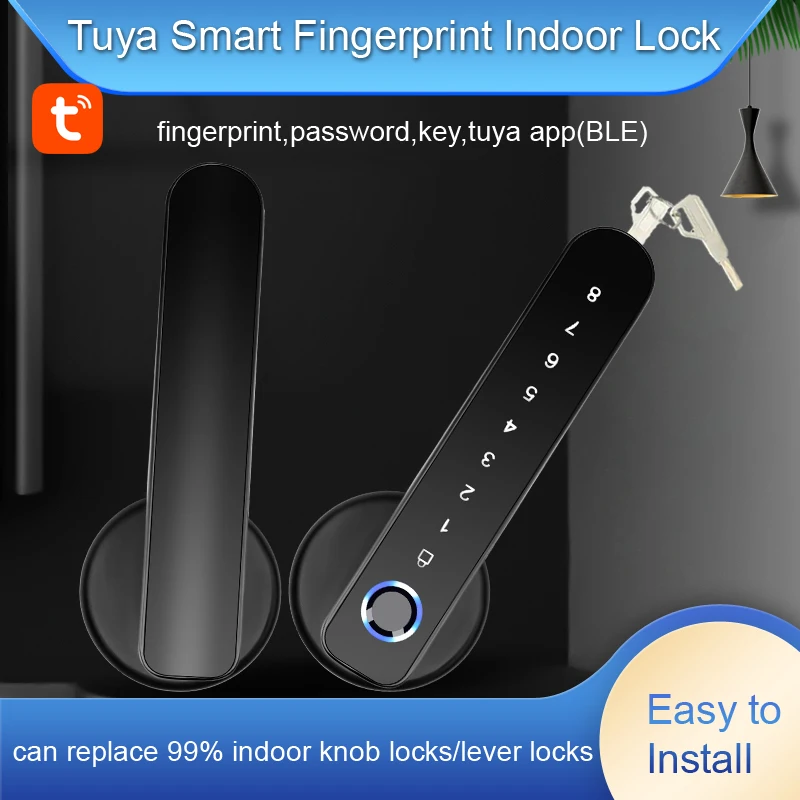 WAFU 017B Tuya Smart Life Door Lock Fingerprint Password APP Bluetooth Mechanical Key Unlock for Right or Left Opening Door