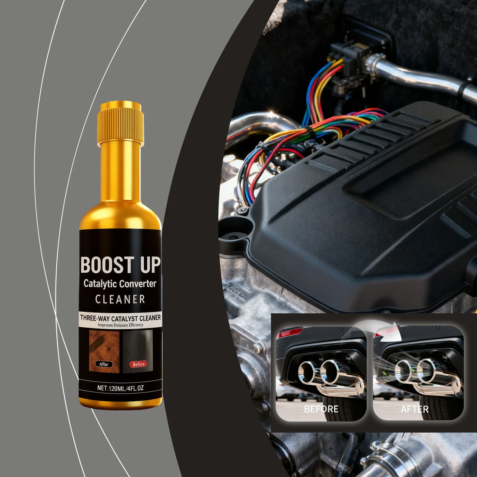 Catalytic Converter Cleaner Engine Carbon Deposit Remover Fuel System Cleaner for Improved MPG and Power Reduces Emissions