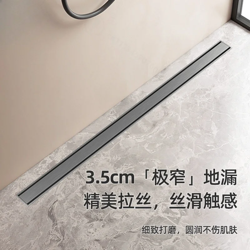 304 Stainless Steel 3.5cm Linear Floor Drain Invisible Large Flow Replaceable Inner Core Easy Clean Bathroom Shower Drain