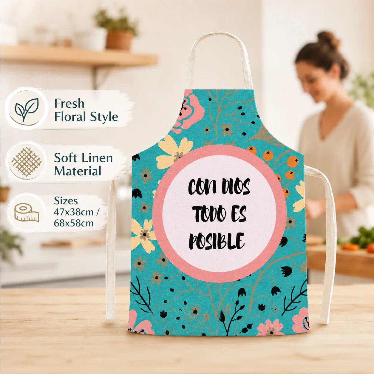 Delantal sin mangas de lino co - Kitchen Baking Quotes reseña y precio