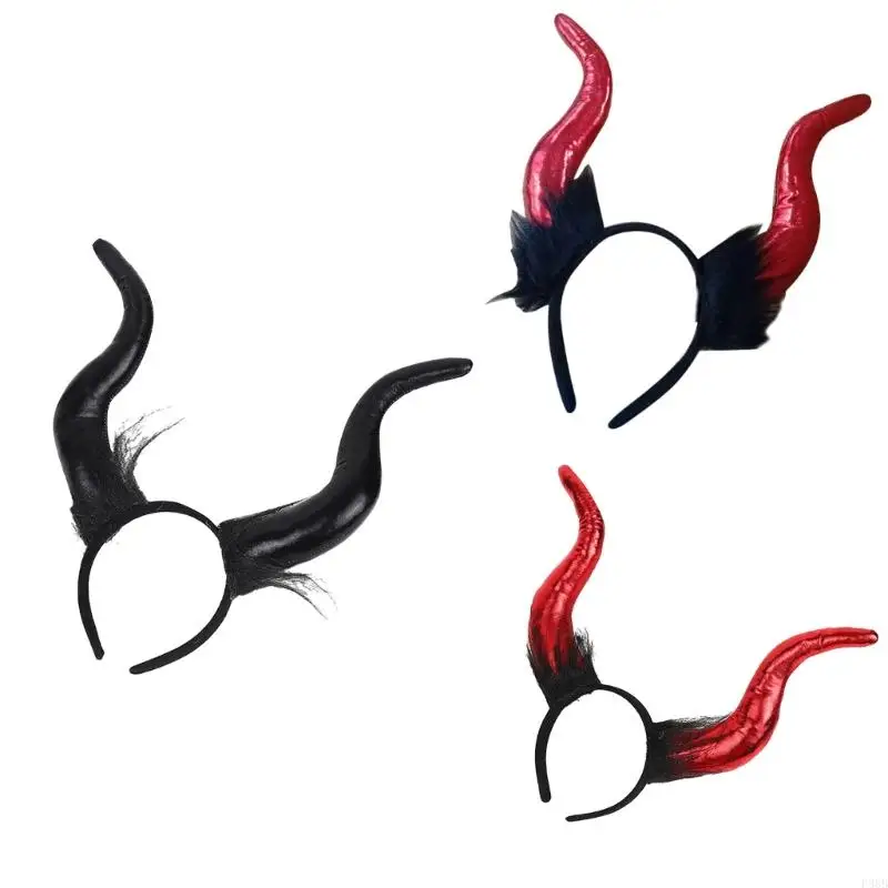 

P88B Gothic Devil Horn Headband for Party Stage Performances Costume Headdress Adult Cosplay Headgear Festival Accessories