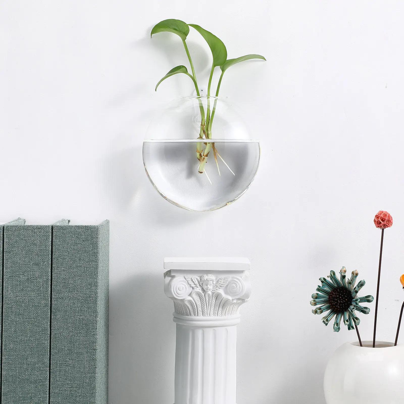 4Pcs Wall Hanging Glass Vase Clear Flower Pot Planter Indoor Plants Propagation Station for Home Clear Glass Vase